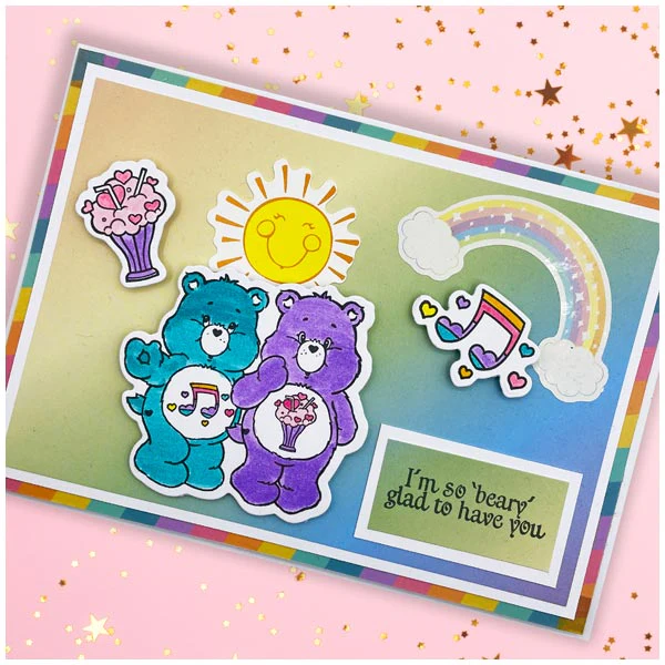 Care Bears Die and A5 Stamp Set Bear Hugs | Care Bears Clouds and Rainbows - Image 3