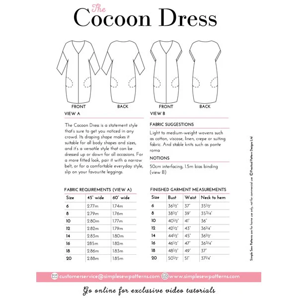 Digital Download | Simple Sew Cocoon Dress Sewing Pattern - Image 4