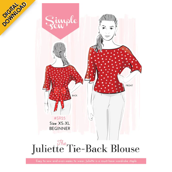 Digital Download | Simple Sew Juliette Tie-Back Blouse Top Sewing Pattern