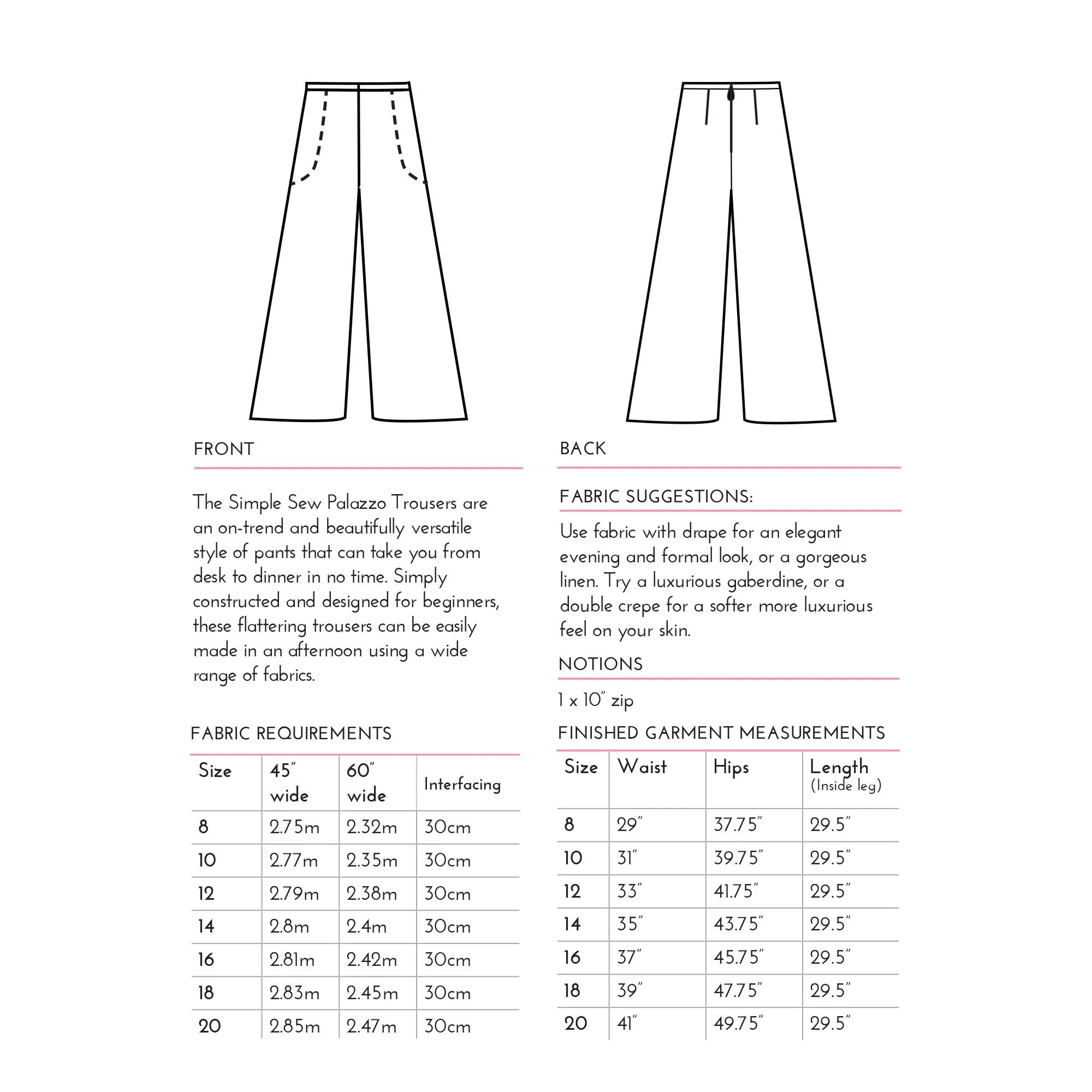 Digital Download | Simple Sew Palazzo Trousers/Pants with Pockets Pattern - Image 2