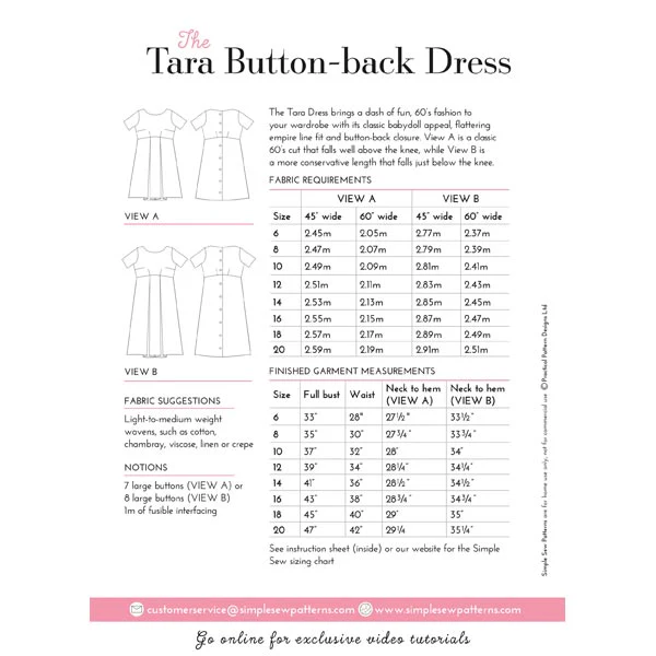 Digital Download | Simple Sew Tara Button-Back Dress Sewing Pattern - Image 3