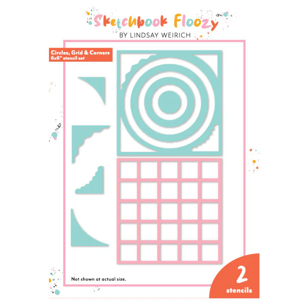 Frugal Crafter 6 x 6 Stencil Set Circles, grid and corners
