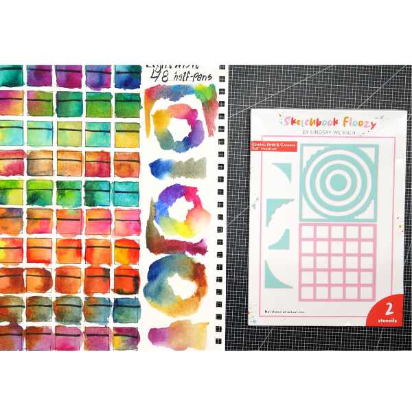 Frugal Crafter 6 x 6 Stencil Set Circles, grid and corners - Image 3