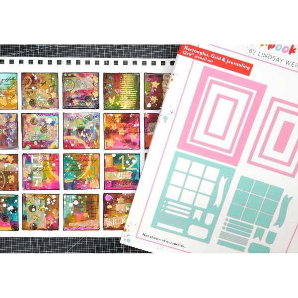 Frugal Crafter 9 x 12 Stencil Set Rectangles, grid and journaling - Image 3
