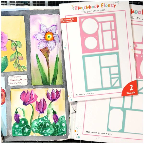 Frugal Crafter Stencil and Mask Set Sketchbook Floozy Set 1 | 6in x 6in - Image 2