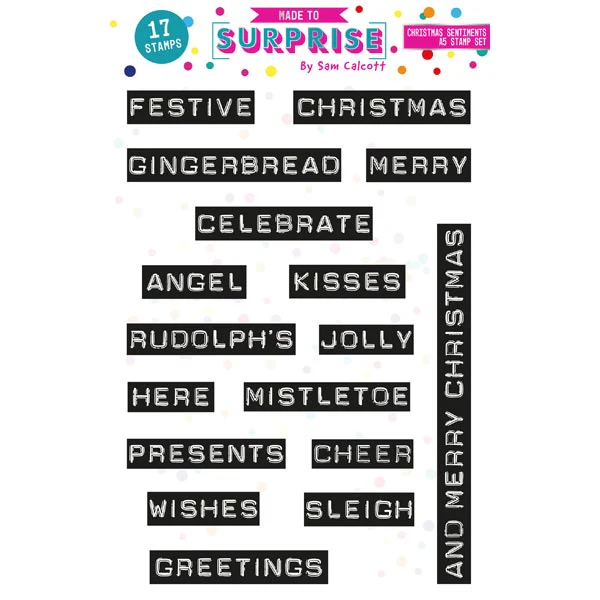 Made To Surprise A5 Stamp Set Christmas Sentiments Set of 17 | It's Only A Puppet Collection
